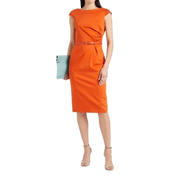 Max Mara Dresses & Skirts - Max Mara Burnt Orange Sheath Dress Womens 8 Gathered Waist Italy Quiet Luxury